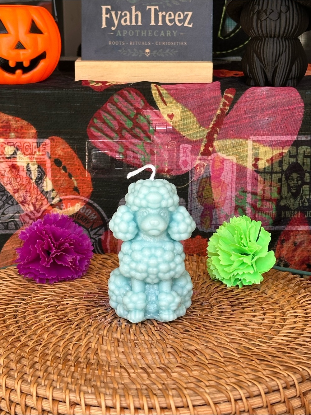 Light Blue Poodle Candle